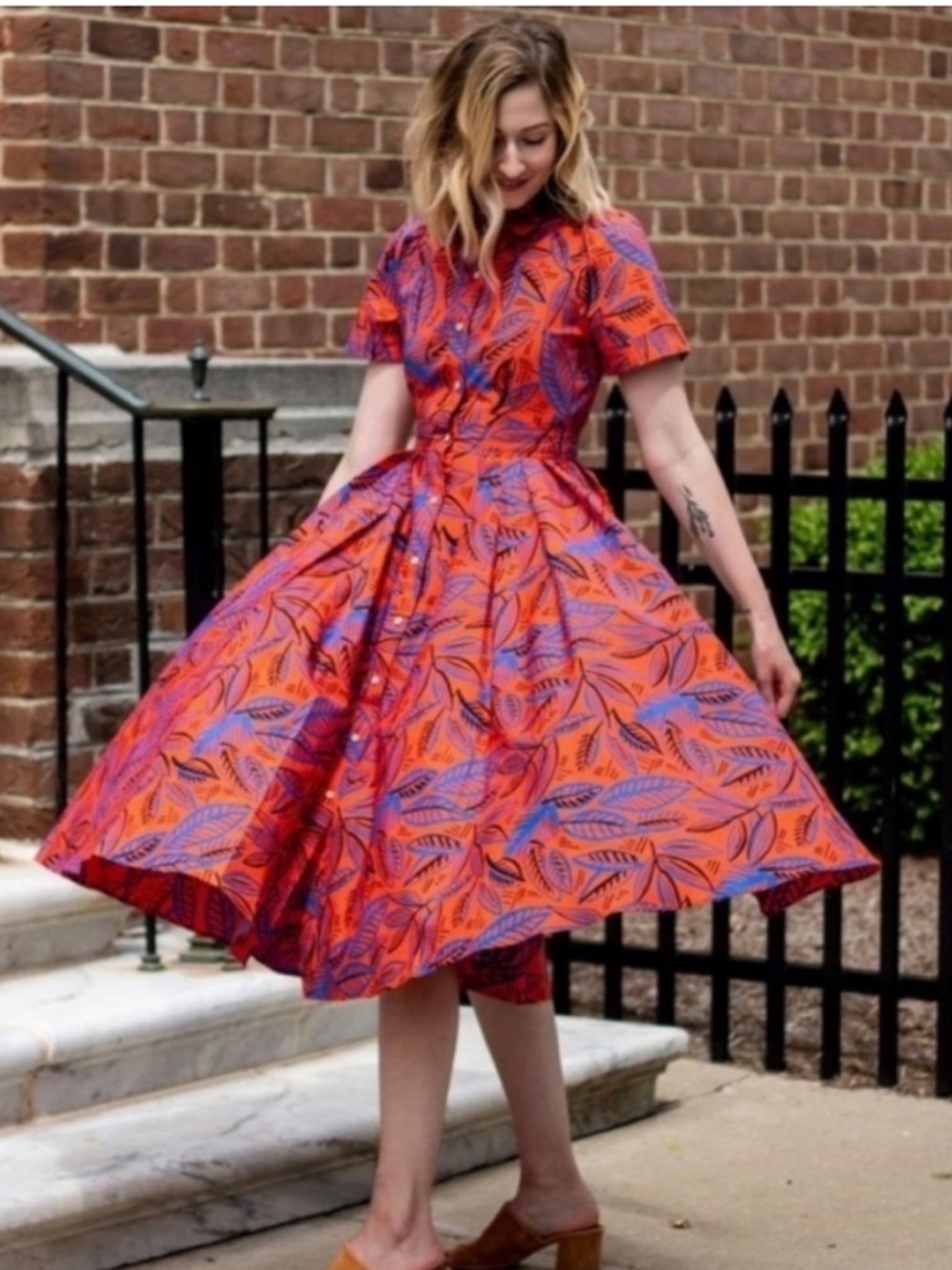 Alexis x Target Tropical Leaf Print Midi Shirt Dress